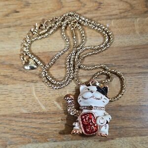 Betsey Johnson Lucky Cat Necklace NWOT